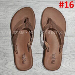 FLOJOS Women's Memory Foam Sandals Flip-flops, Brown (Model 16)